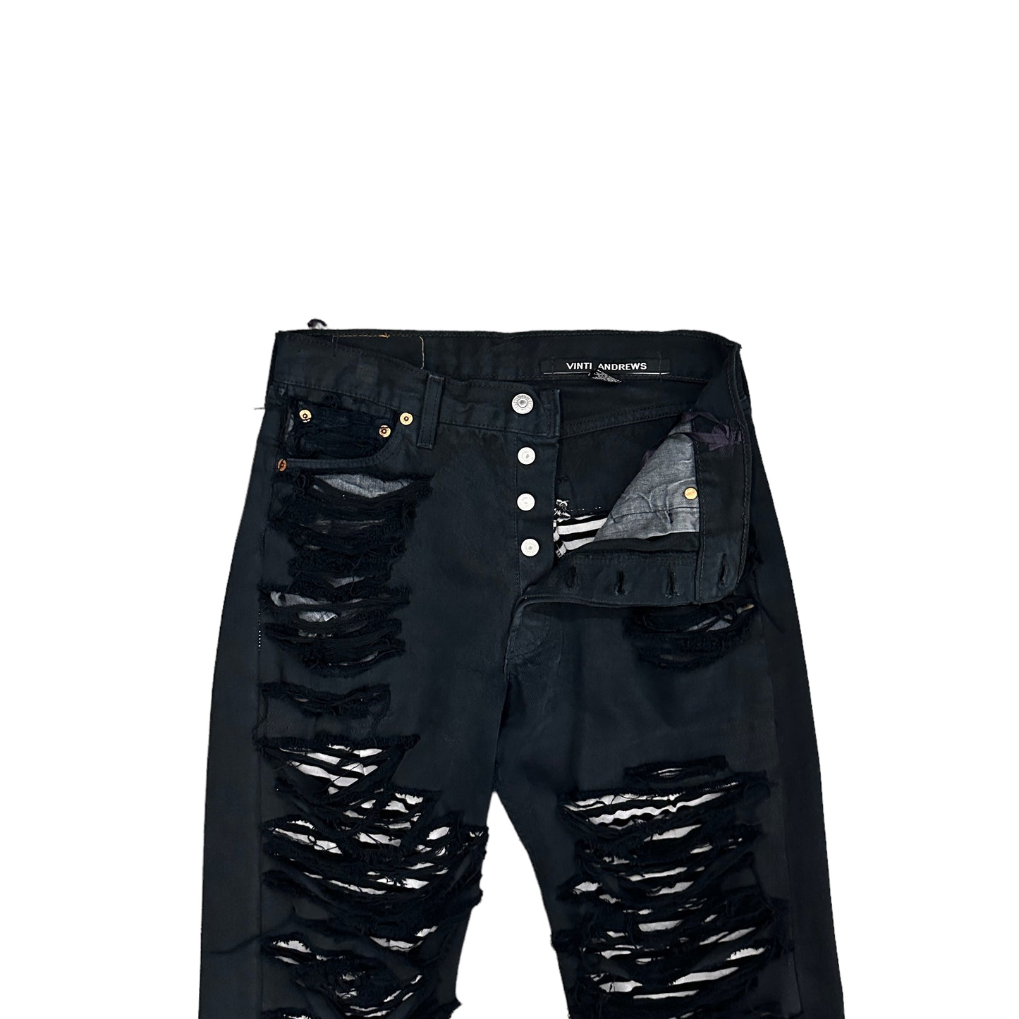VINTI ANDREWS / LEVIS501 REMAKE DAMAGE DENIM PANTS