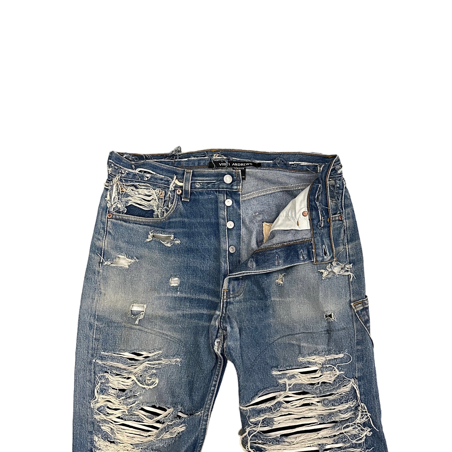 VINTI ANDREWS / LEVIS501 REMAKE DAMAGE DENIM PANTS